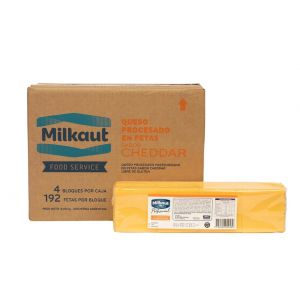 Queso Cheddar Feteado Milkaut Caja x 9,48 Kg (4x192 Fetas)