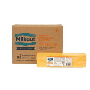 Queso Cheddar Feteado Milkaut Caja x 9,48 Kg (4x192 Fetas) IMPORTADO